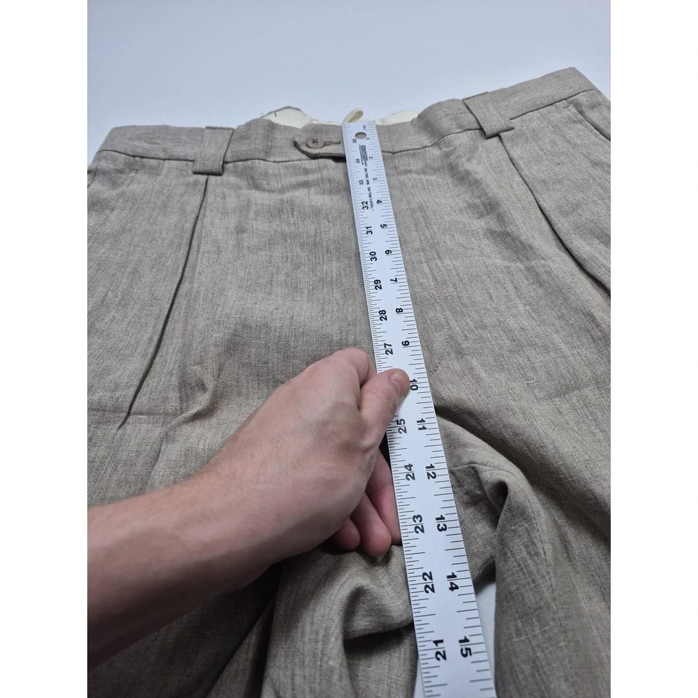 VTG John Alexander Dress Pants Men's 36x36 Beige Linen Pleated Classic NWT USA